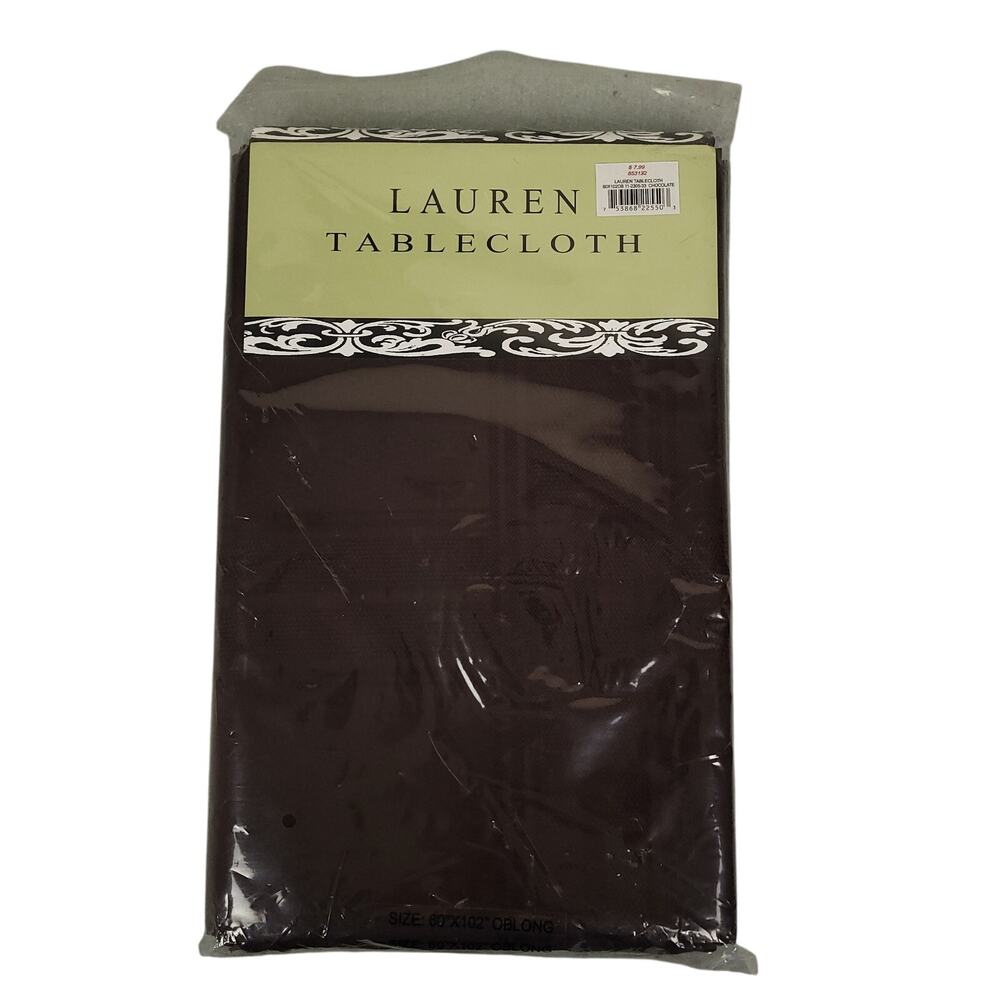 Vintage Lauren Tablecloth 60x102 Oblong Chocolate Brown NEW 11-2305-33